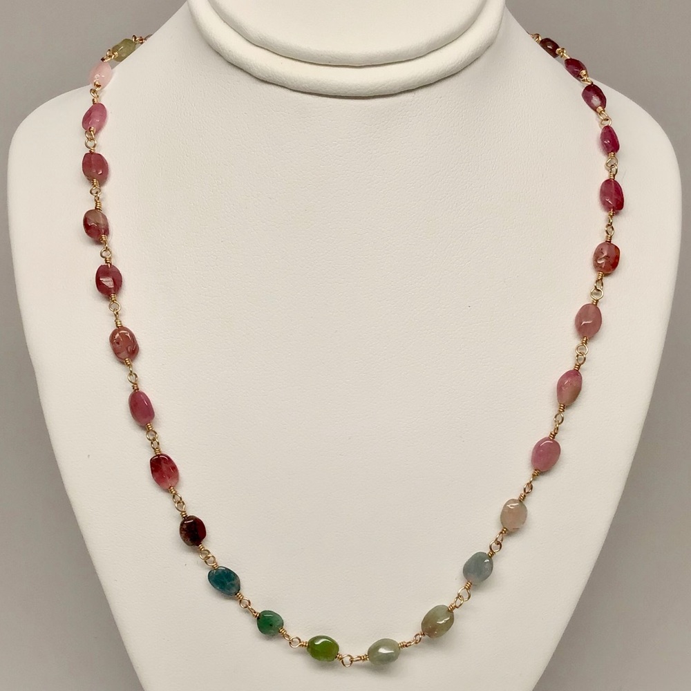 NWT Rainbow Tourmaline Gold Necklace